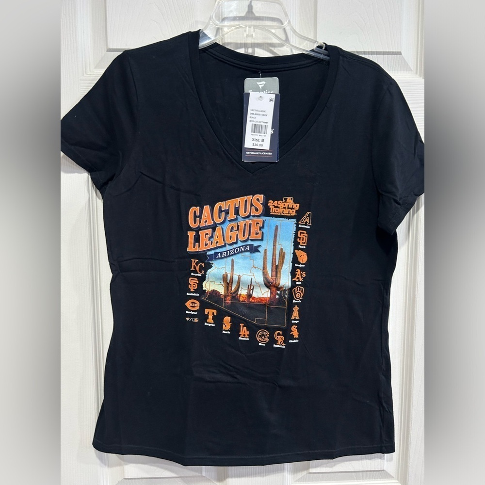 MLB Women's M Medium Cactus League Black Spring Training V-Neck T-Shirt NWT